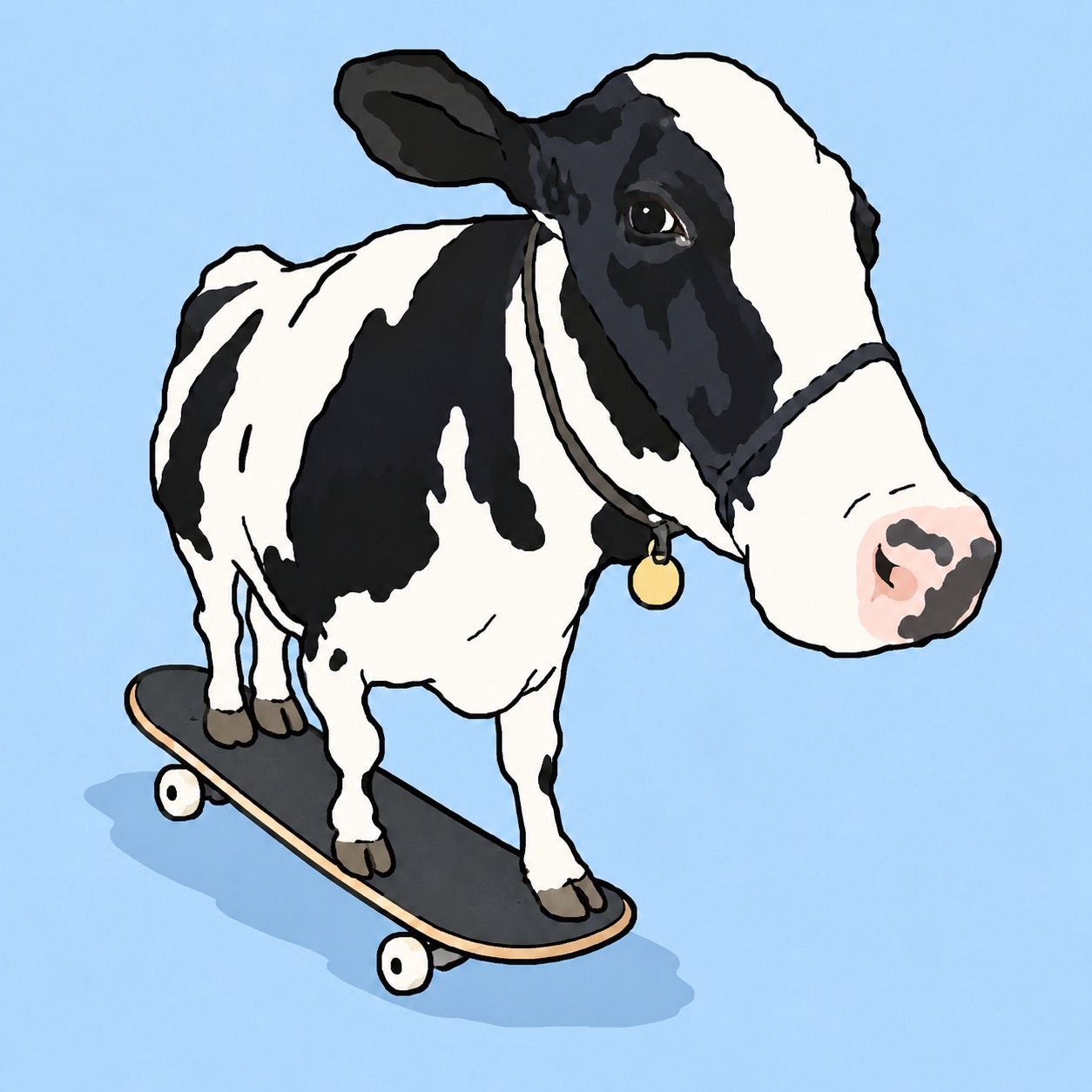 Skateboarding Cow